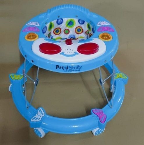 Blue Color 72 Inch Ring Size 6 Wheel Steel Plastic And Fabric Made Butterfly Baby Walker