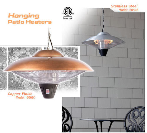 Indoor And Outdoor Copper Finish Hanging Style Patio Heater For 100 Sqft Area Coverage