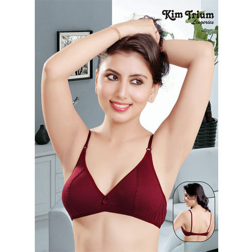 Maroon Color Skin Friendly Thin Strap Shrink Resistance Non Padded 3/4th  Coverage Cotton Plain Bra Size: 28 at Best Price in Indore