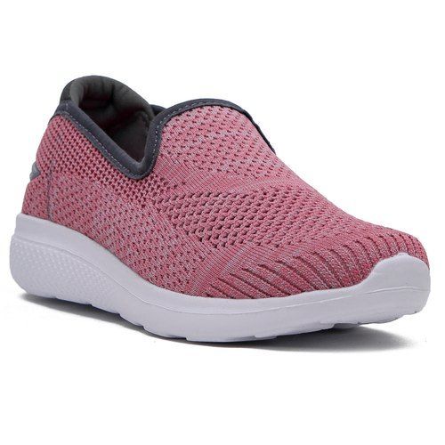 Pink Color Fabric Women Sports Shoes For Running With Eva Sole