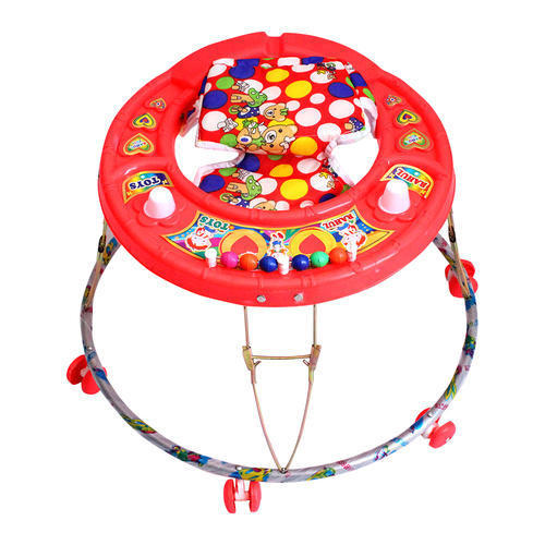 Red Color 6 Wheel 1-2 Years Plastic Baby Grip Walker with Height 1.9 Feet