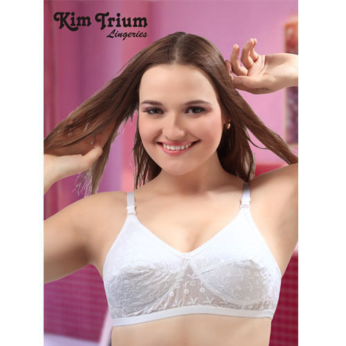 Encircle Non-padded Plain Cotton Bra For Ladies, High Coverage