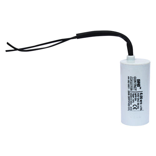 White 6.00 Mfd Motor Run Capacitors Single Phase 50 Hz 70 Degree C