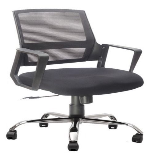 Eco-Friendly Adjustable Seat Height Black Color With Nylon Base Office Cum Staff Medium Back Chair