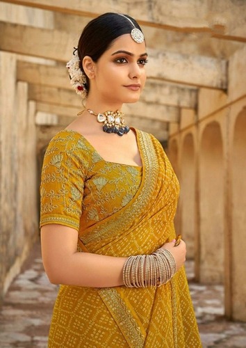 Update more than 122 yellow saree georgette latest