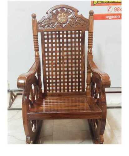 Modern Style Plain Pattern Brown Color Wooden Chair with Teak Wood
