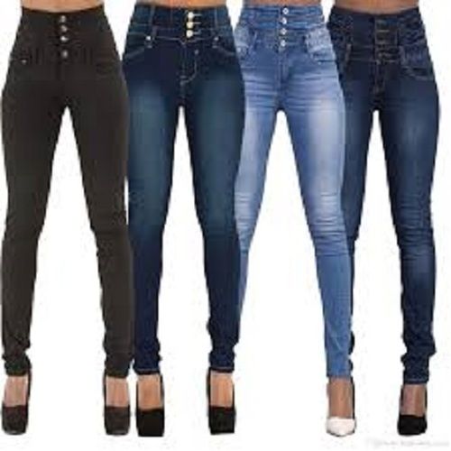 Anti Wrinkle Multi Color Casual Wear Ankle Length Slim Fit Skin Friendly Button Closure Ladies Strechable Designer Fadded Denim Jeans