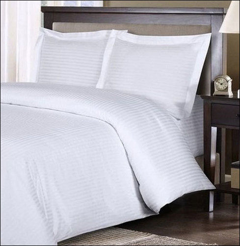 Washable Satin Stripes White Bed Sheet For Hotel 60"X90"