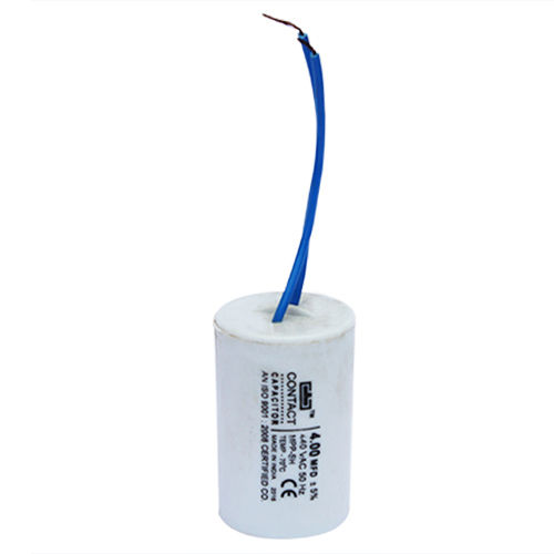 White Single Phase 50 Hz 4.00 Mfd Motor Running Capacitor