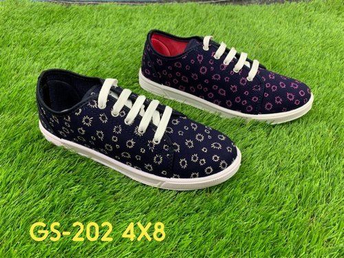 Anti Skid Canvas Ladies Casual Shoes With White Color Sole