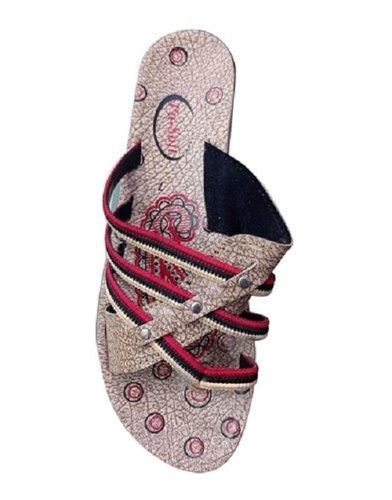 Anti Skid Upper Rexine Material Printed Design Casual Ladies PU Slipper