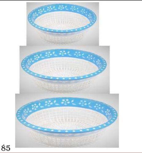 Aqua White Plastic Tokri Set Of 3 Fruit Basket