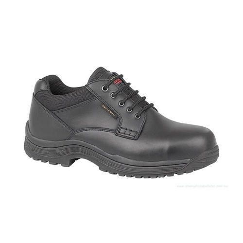 Black Mens PU Sole Low Ankle Double Density Synthetic Leather Safety Lace Shoes