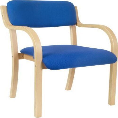 Black Blue Color Polyester Cushion With Armrest Non Foldable Wooden Frame Visitor Chair