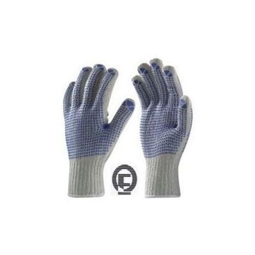 Large Size Reusable Double Side Blue PVC Dotted Poly Cotton Safety Hand Gloves