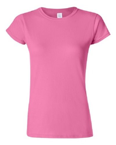 Pink Color Casual Wear Round Neck Half Sleeves Regular Fit Skin Friendly Ladies Plain Cotton T-shirt