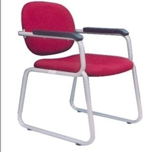 Powder Coated Non Foldable Metal Material Non Rotatable Cushioned Visitor Chair