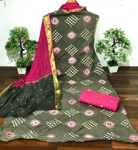 Unstitched Pure Bandhej Salwar Kameez Dress Material