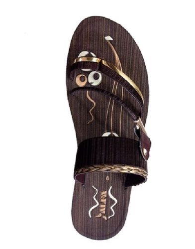 Various Colors Are Available Upper Rexine Printed Design Ladies Casual Brown Pu Slipper