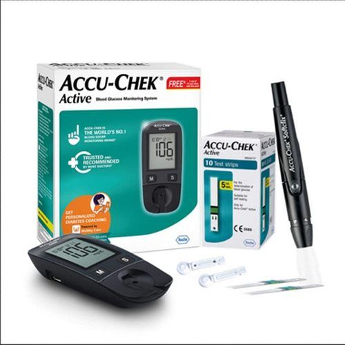 Accu Chek Active Blood Glucose Glucometer Kit With Vial Of 10 Strips 10 Lancets And A Lancing Device Free For Accurate Blood Sugar Testing 