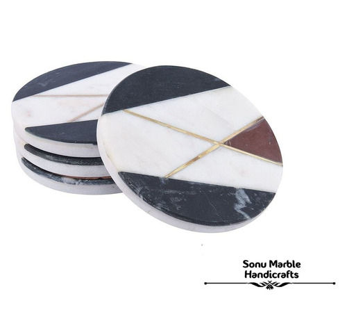 Multicolor Brass in Marble Coasters