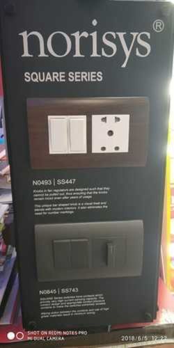 Black Norisys Squre Series Anti Rust And Flame Retardant Premium Modular Switch