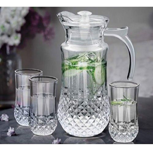 Glass Jug And Transparent Glass For Water And Juice Size: Any