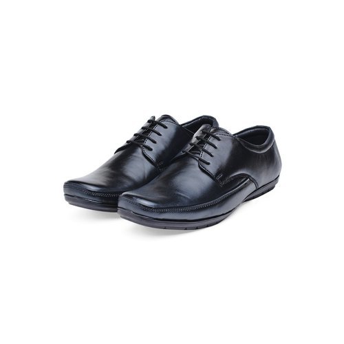 Leather Low Heel Lace Up Type Black Color Mens Office Formal Shoes With Lace Closure
