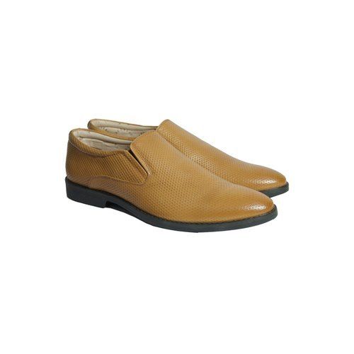 Slip On Style Tan Color Five To Ten Size Mens Casual Shoes With Leather Lining And Black Tpr Sole