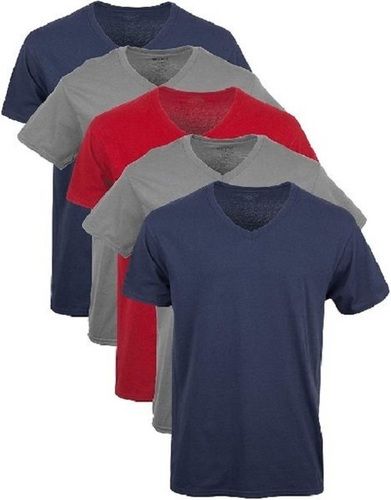 V-Neck Multi Color Casual Wear Half Sleeves Regular Fit Skin Friendly Wrinkle Resistant Highly Comfortable And Relaxed Mens Cotton Plain T-Shirts Age Group: 18-100 Years