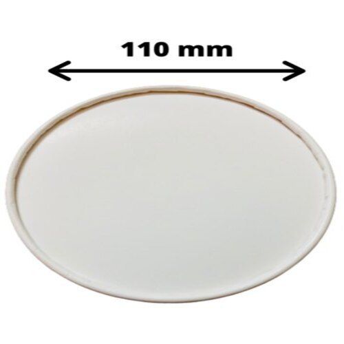 110 Mm Diameter White Color Round Shaped Liquid Proof Spill Proof Food Storage Paper Cup Lid