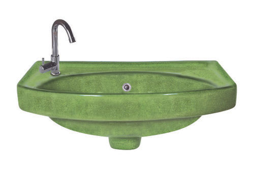 18" * 12" Wall Mount Round Shape Oasis Green Rustic Wash Basins