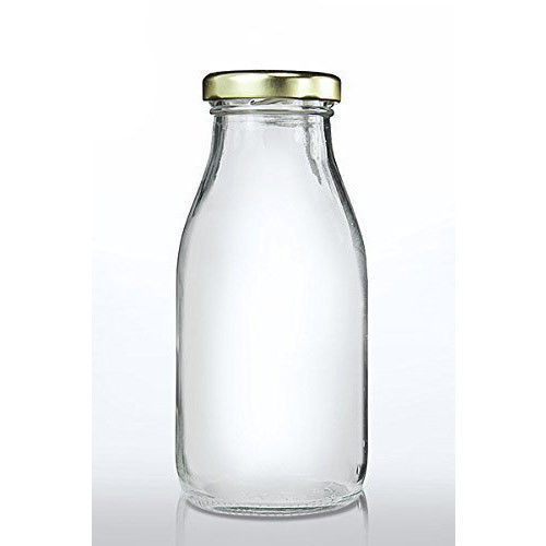  एल्यूमीनियम कैप के साथ 200 मिलीलीटर गोल कांच की दूध की बोतल 