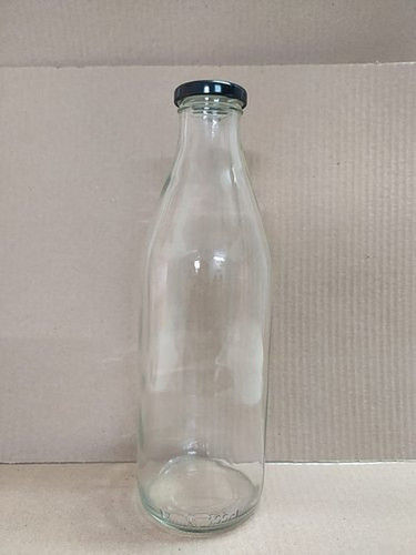 Transparent 750Ml Plain Glass Milk Bottles With Round Shape