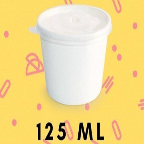 White 76 X 64 X 41Mm 125 Ml Plain Pattern Round Shaped Disposable Paper Ice Cream Cup