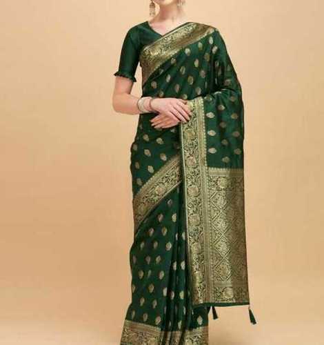 Border Designed Party Wear Green Ladies Saree