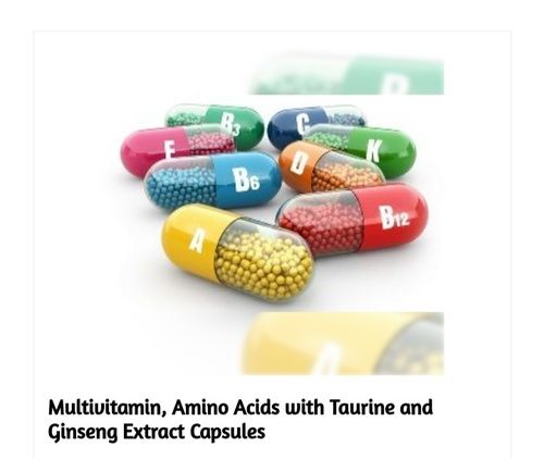 Multivitamin Amino Acids With Taurine And Ginseng Extract Capsules Cool & Dry Place