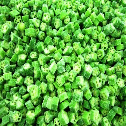 No Preservatives Pesticide Free FSSAI Certified Green Frozen Cut Okra Packed in PP Bags