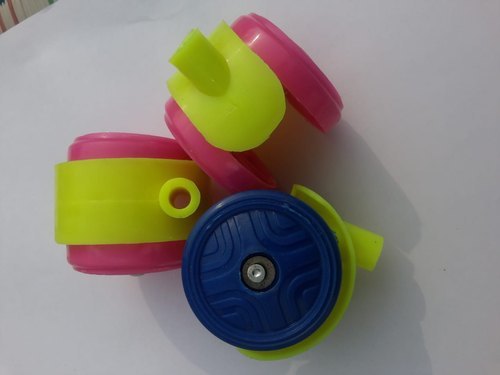 ब्राइट पिंक (गुलाबी) और नीले रंग का गोल आकार: 20 किलो क्षमता के साथ बेबी वॉकर के लिए 5 इंच प्लास्टिक कैस्टर व्हील