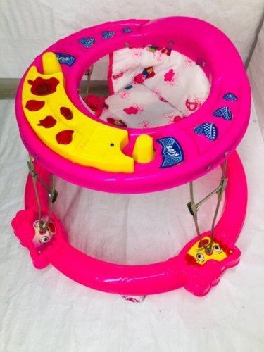 Pink Color 6 Wheel 3-12 Months Age Group Round Shape Plastic Boomer Round Baby Walker