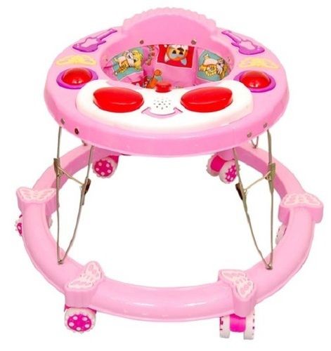 Custom Pink Color 6 Wheel 3-12 Months Age Plastic Baby Walker With 20Kg Capacity For Playing