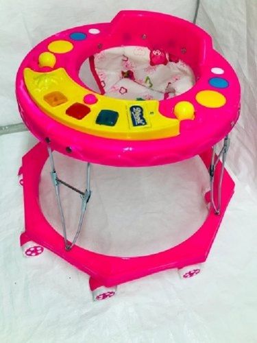 Pink Color 8 Wheel 3-12 Months Age Group Round Shape Plastic Baby Walker with Music