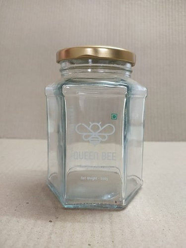 Plain 400 Ml Hexagonal Glass Jar For Honey And Picles