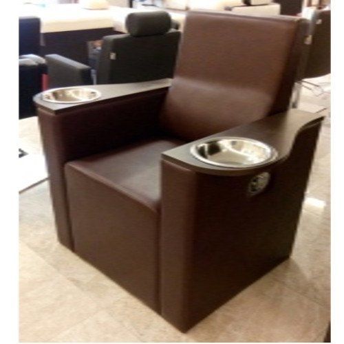 Wooden Frame Material With Leather Seat Material Made Brown Color Professional Saloon Cum Parlour Single Seater Pedicure Chair