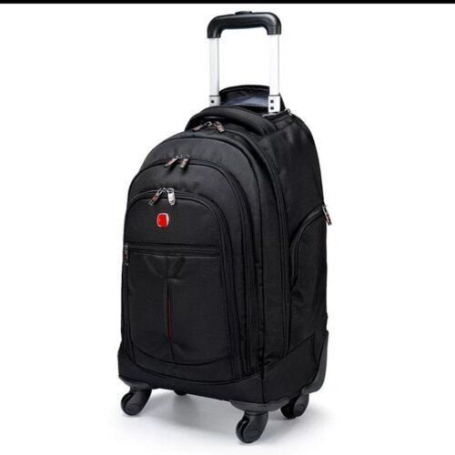 Security 6 Compartments 30 Kg. Capacity Black Color Polyester Made Backpack With Trolley