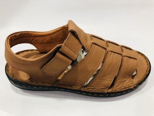 Tan Anti Skid Brown Color Mens Casual Sandal With Low Heel