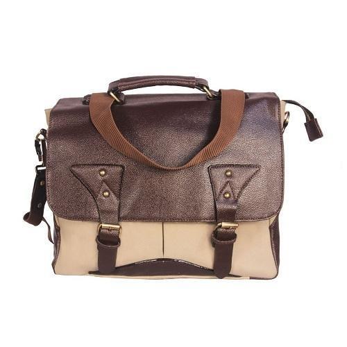 Pure Leather Made 3 Compartment Plain Pattern Brown Color Office Executive Bag Gender: Men