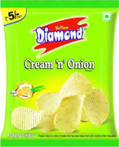Crispy and Crunchy Yellow Diamond Potato Chips Cream and Onion 