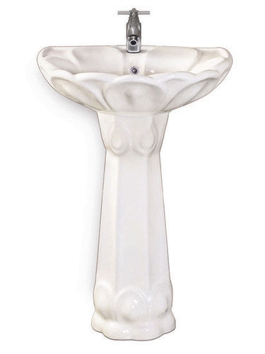 Excellent Finish Supreme White Wash Basin And Pedestal Set