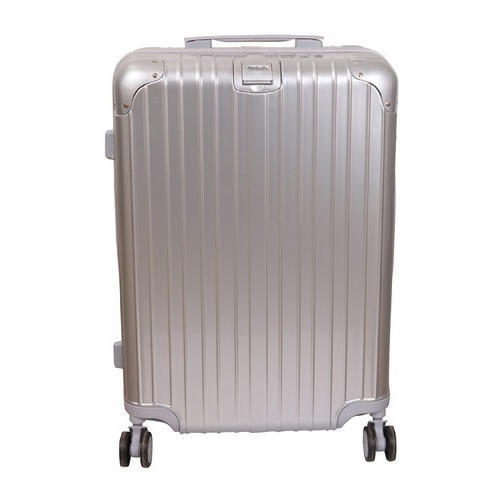 Durable Linen With Plain Pattern Grey Color Pvc Plastic Aluminium Made 4 Wheel Luggage Trolley Travelling Bag